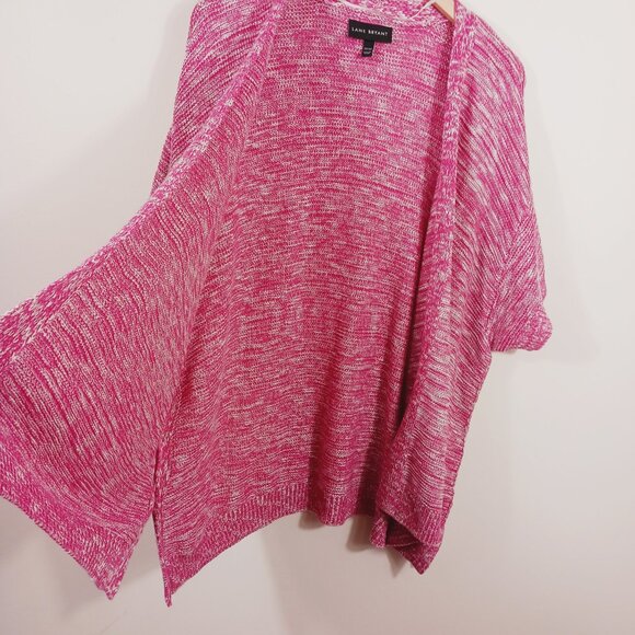 Lane Bryant, Sweater Wrap, Size 22/24, Pink/White Weave, Button Detail on Sides - Picture 10 of 15